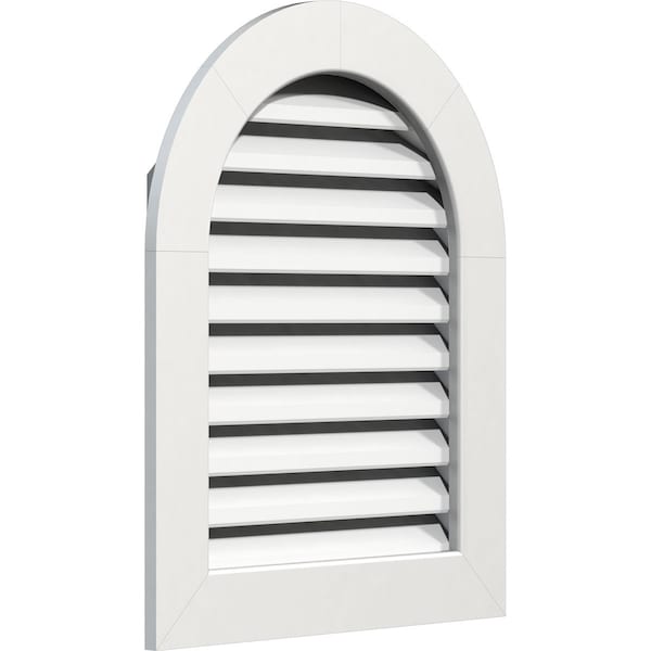 Round Top Gable Vent Functional, PVC Gable Vent W/ 1 X 4 Flat Trim Frame, 12W X 16H